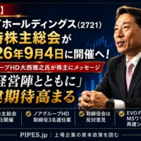 ジェイホールディングス臨時株主総会が2026年9月4日に開催される件について、ノアグループHD大西雅之氏の株主向けメッセージと取締役3名選任案を解説する
