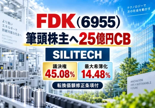 FDK（6955）が筆頭株主SILITECHへ25億円の転換価額修正条項付CBを発行する資金調達の解説